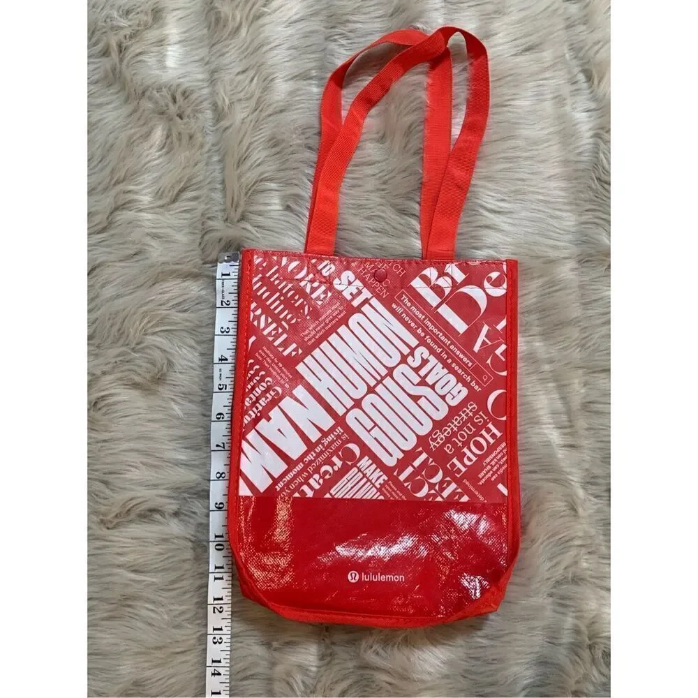 Lululemon Athletica Reusable Red White Small Tote Gym Bag Athleisure Sporty